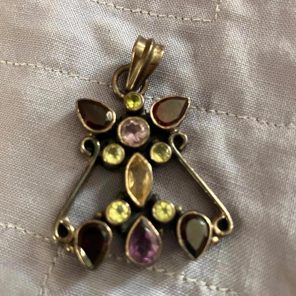 VIntage pendant, sterling silver with gemstones